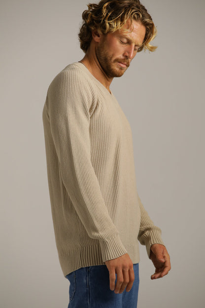 Raglan-Fit V-Neck Knit In Cotton