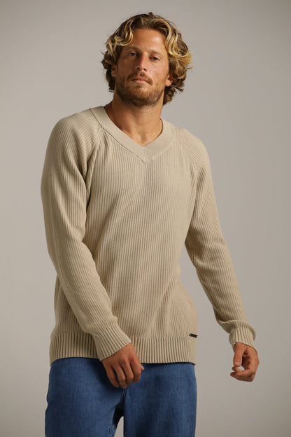 Raglan-Fit V-Neck Knit In Cotton
