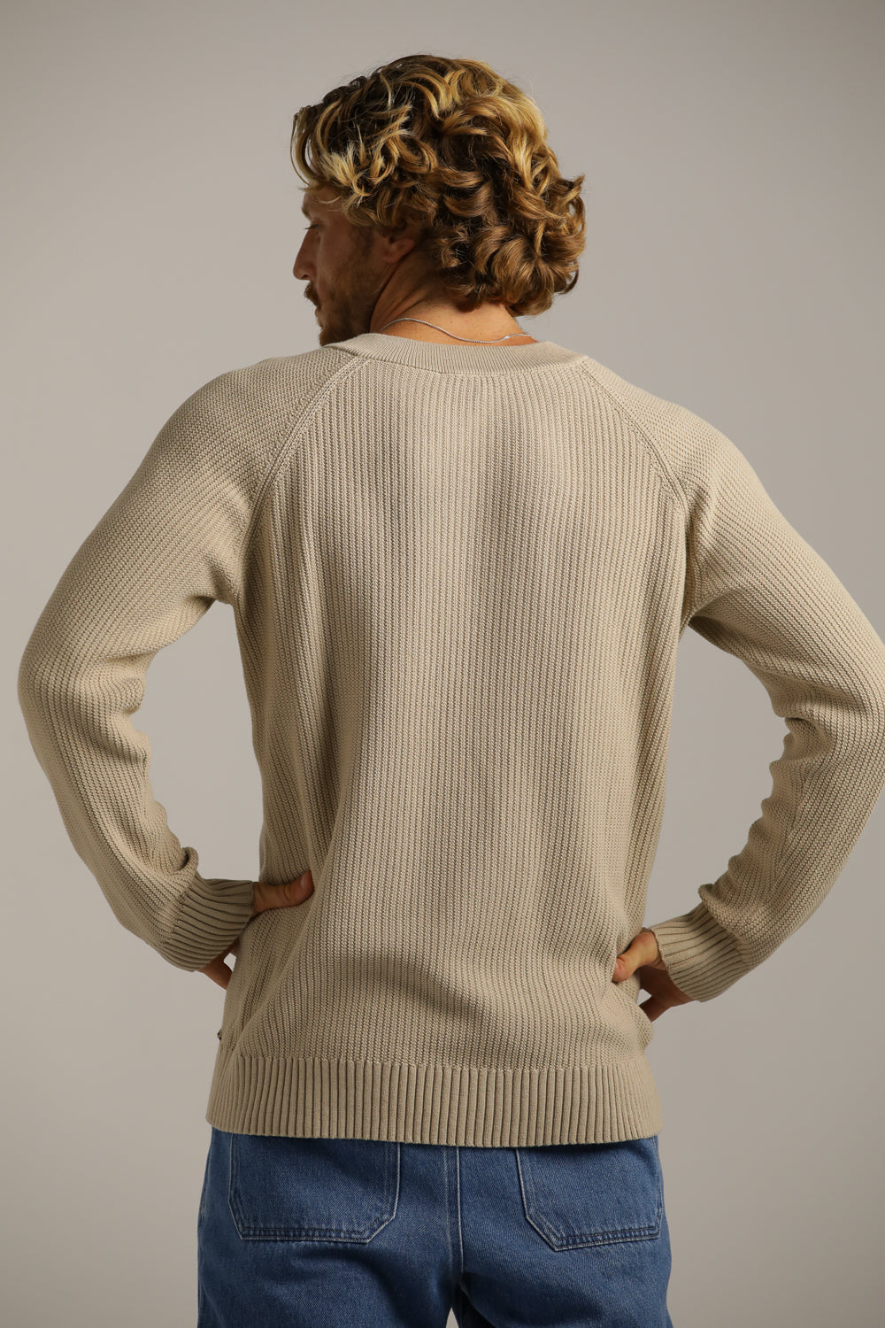 Raglan-Fit V-Neck Knit In Cotton