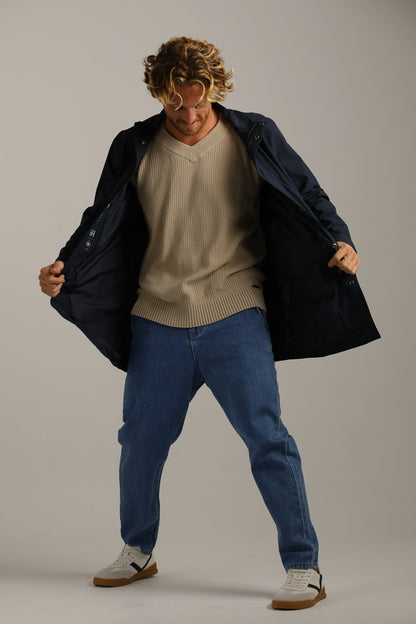 Raglan-Fit V-Neck Knit In Cotton