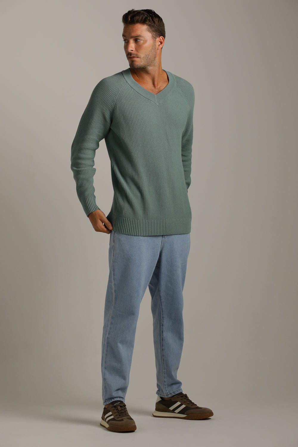 V Neck Raglan Knit