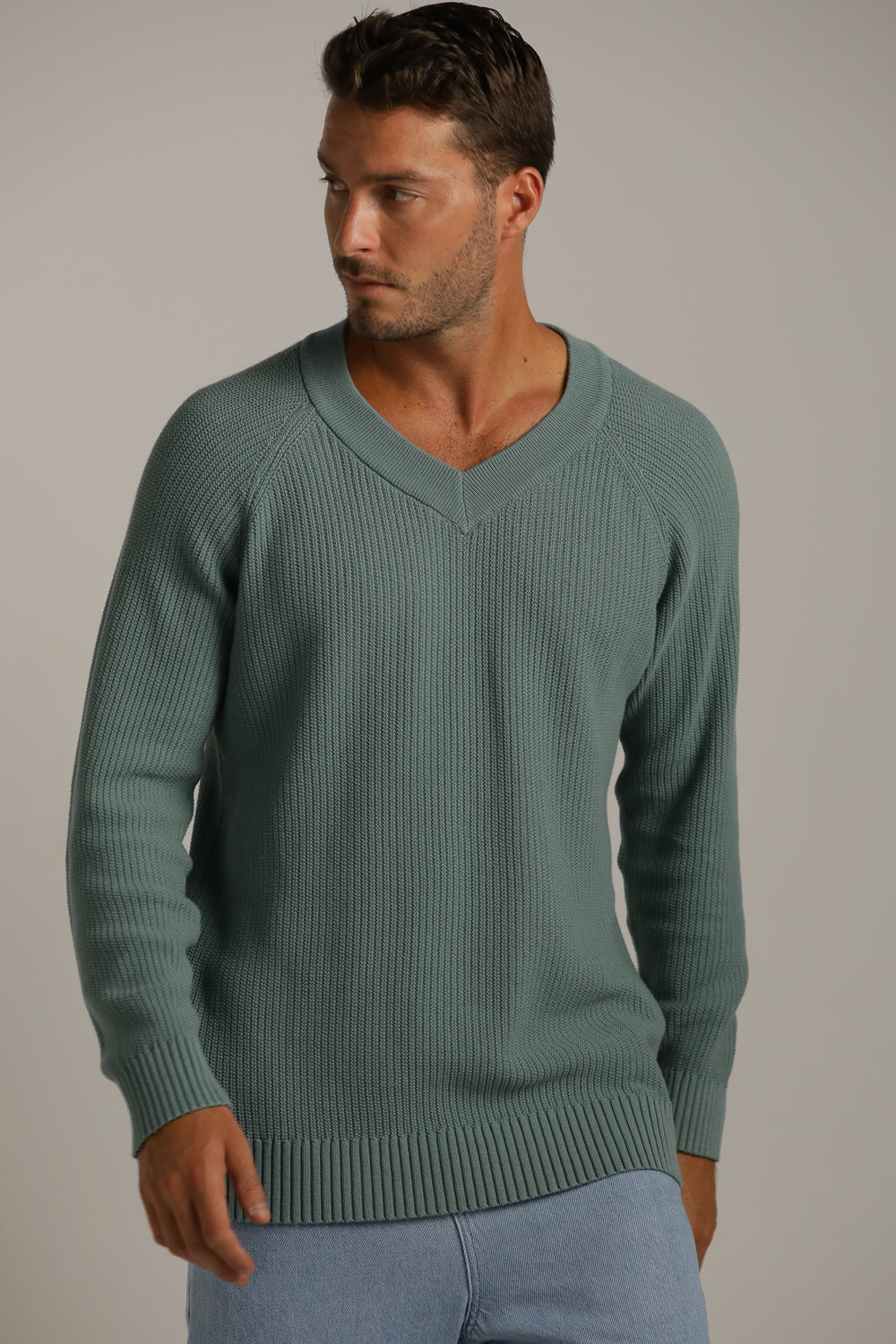V Neck Raglan Knit