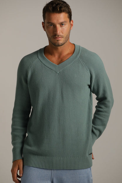 V Neck Raglan Knit