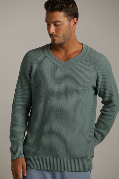 V Neck Raglan Knit