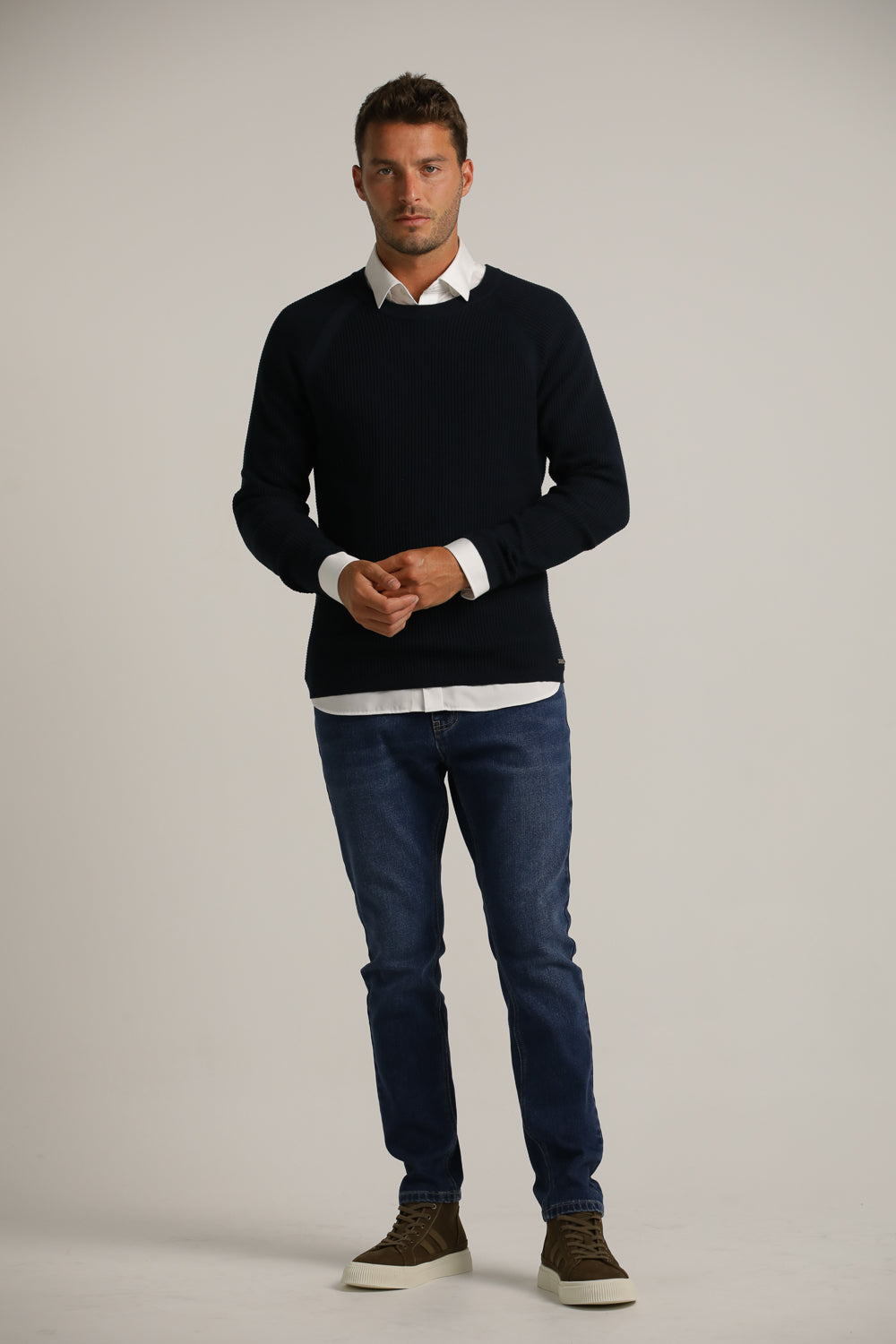 Raglan-Fit Waffle-Textured Knit In Cotton