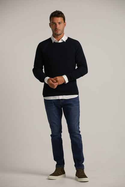 Raglan-Fit Waffle-Textured Knit In Cotton