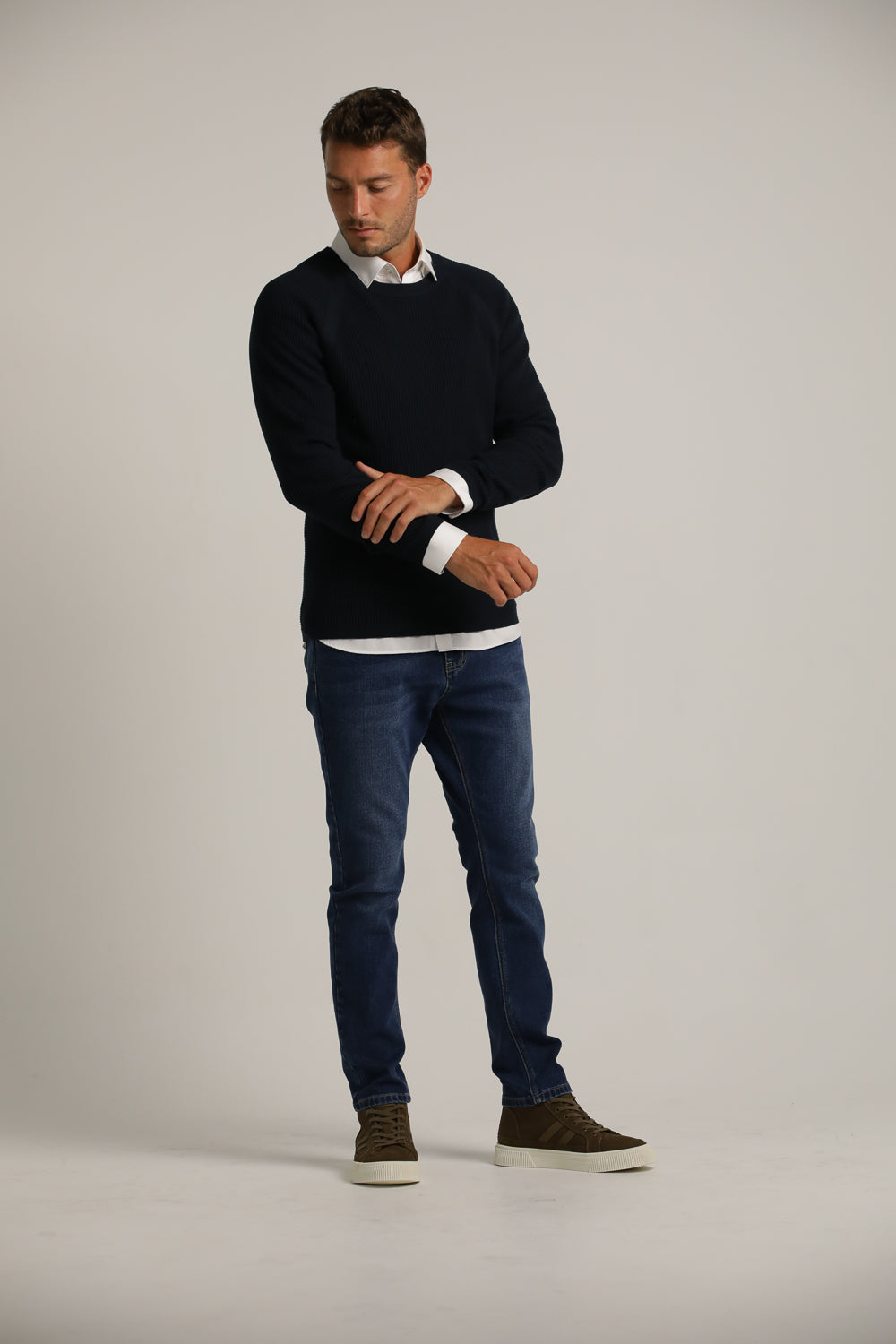 Raglan-Fit Waffle-Textured Knit In Cotton