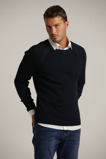 Raglan-Fit Waffle-Textured Knit In Cotton