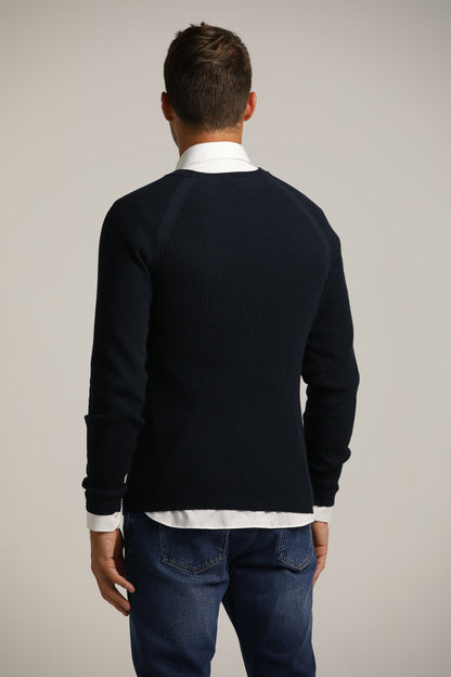 Raglan-Fit Waffle-Textured Knit In Cotton