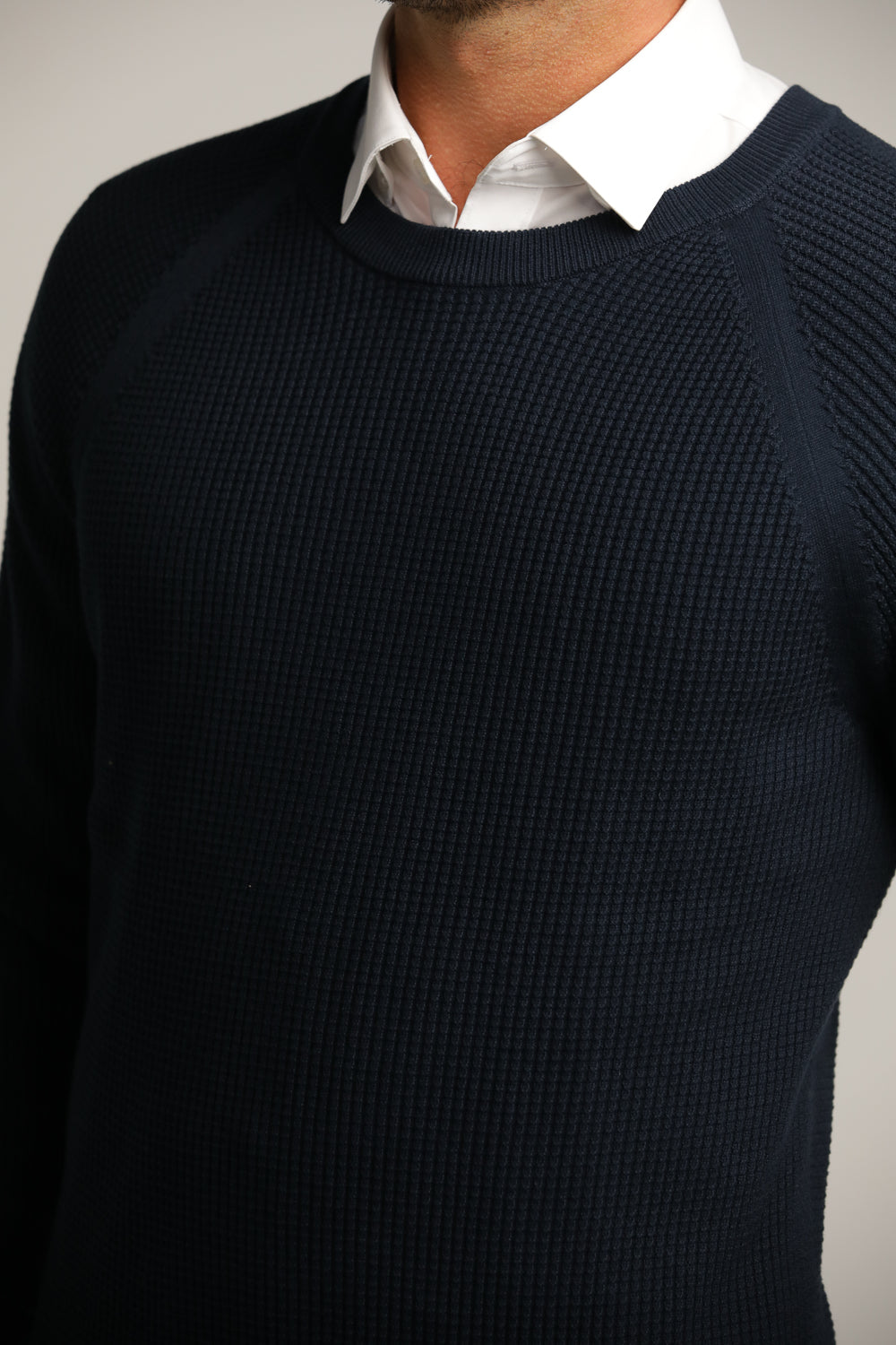 Raglan-Fit Waffle-Textured Knit In Cotton