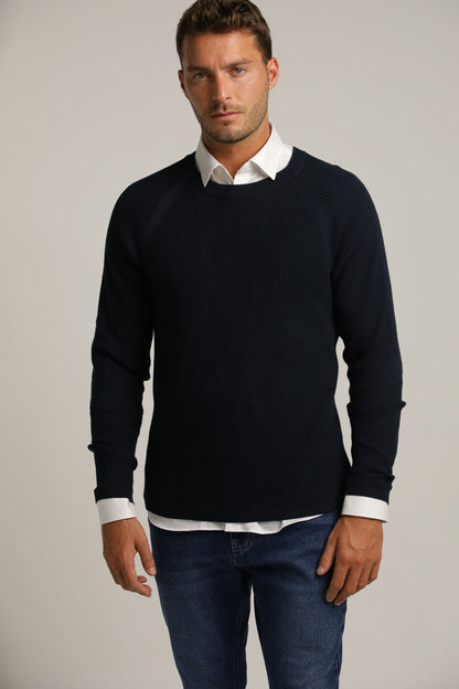 Raglan-Fit Waffle-Textured Knit In Cotton