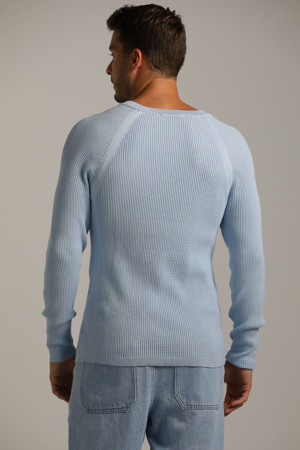 Raglan-Fit Waffle-Textured Knit In Cotton
