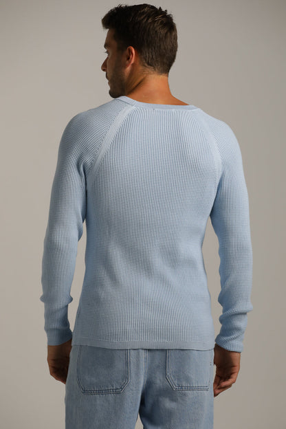 Raglan-Fit Waffle-Textured Knit In Cotton