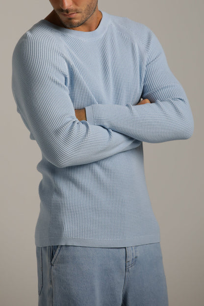 Raglan-Fit Waffle-Textured Knit In Cotton