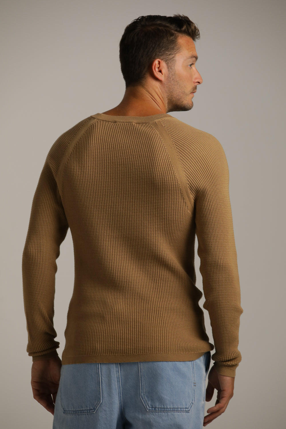 Raglan-Fit Waffle-Textured Knit In Cotton