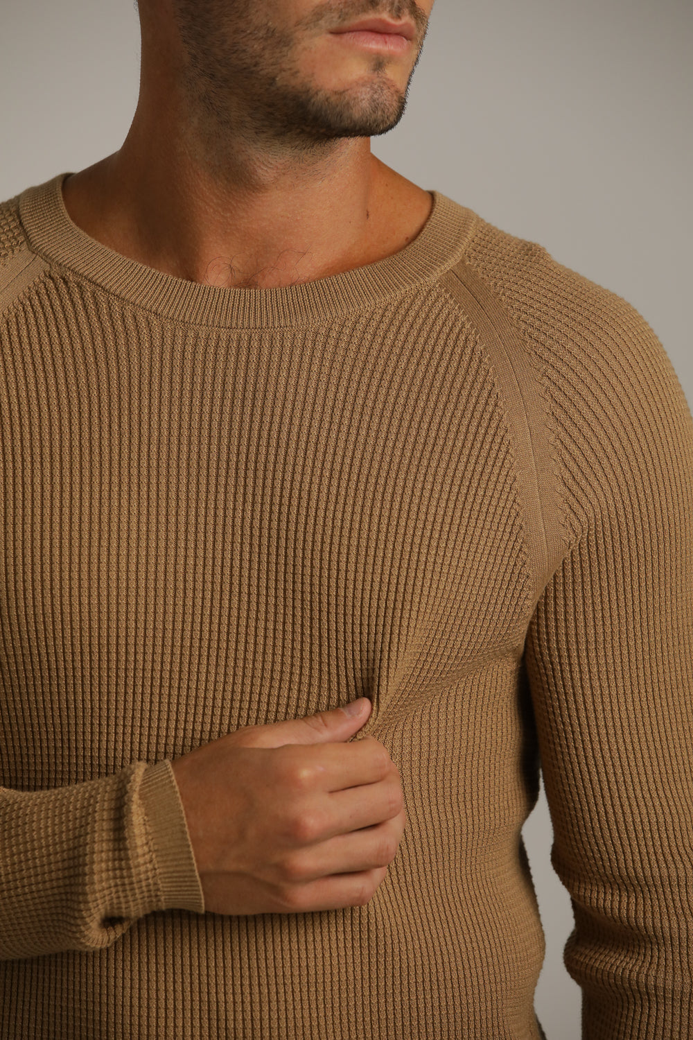 Raglan-Fit Waffle-Textured Knit In Cotton