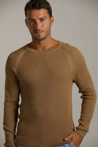 Raglan-Fit Waffle-Textured Knit In Cotton
