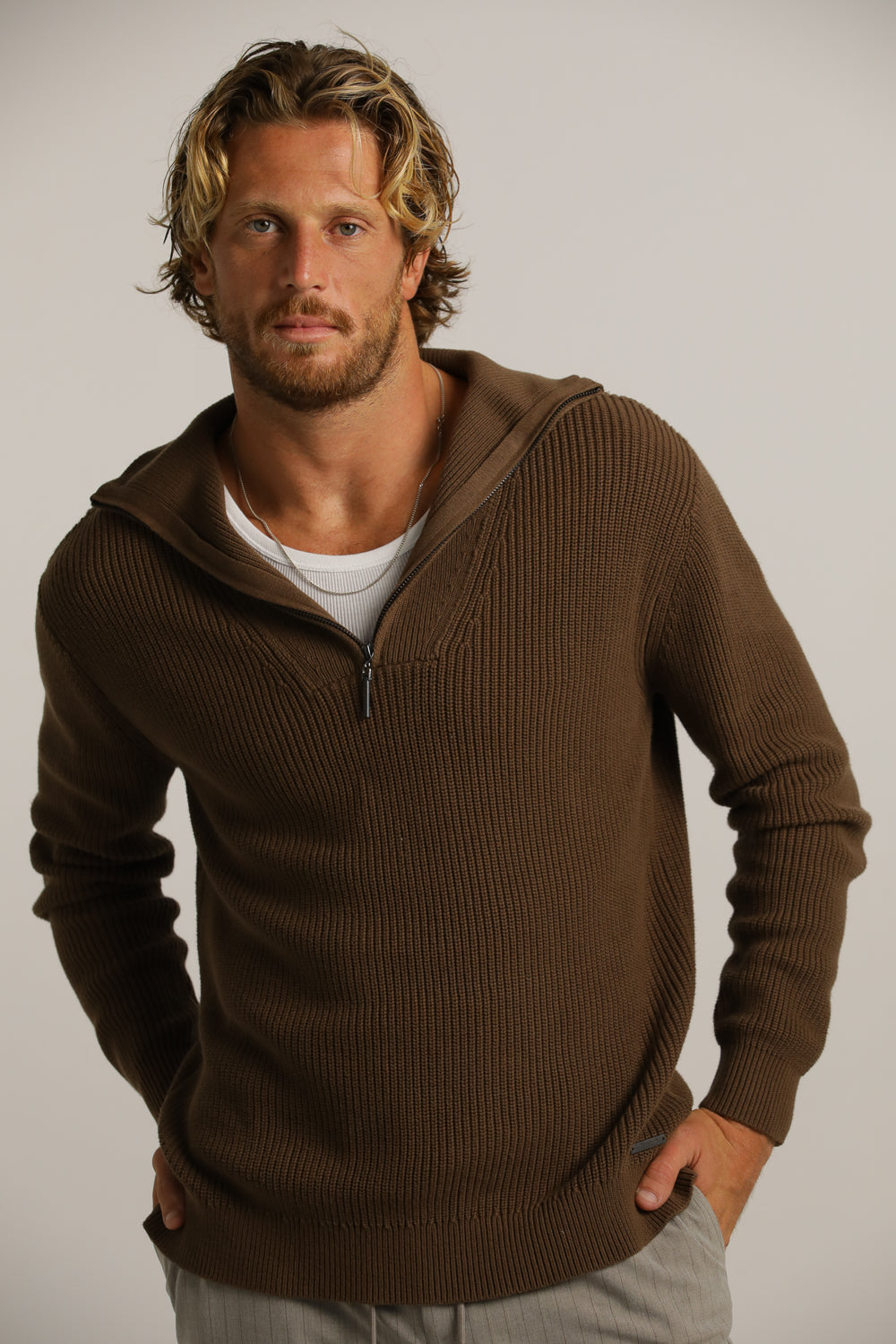 Half-Zip Ski Knit In Cotton