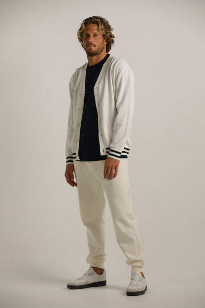 Contrast-Stripe Cardigan In Cotton