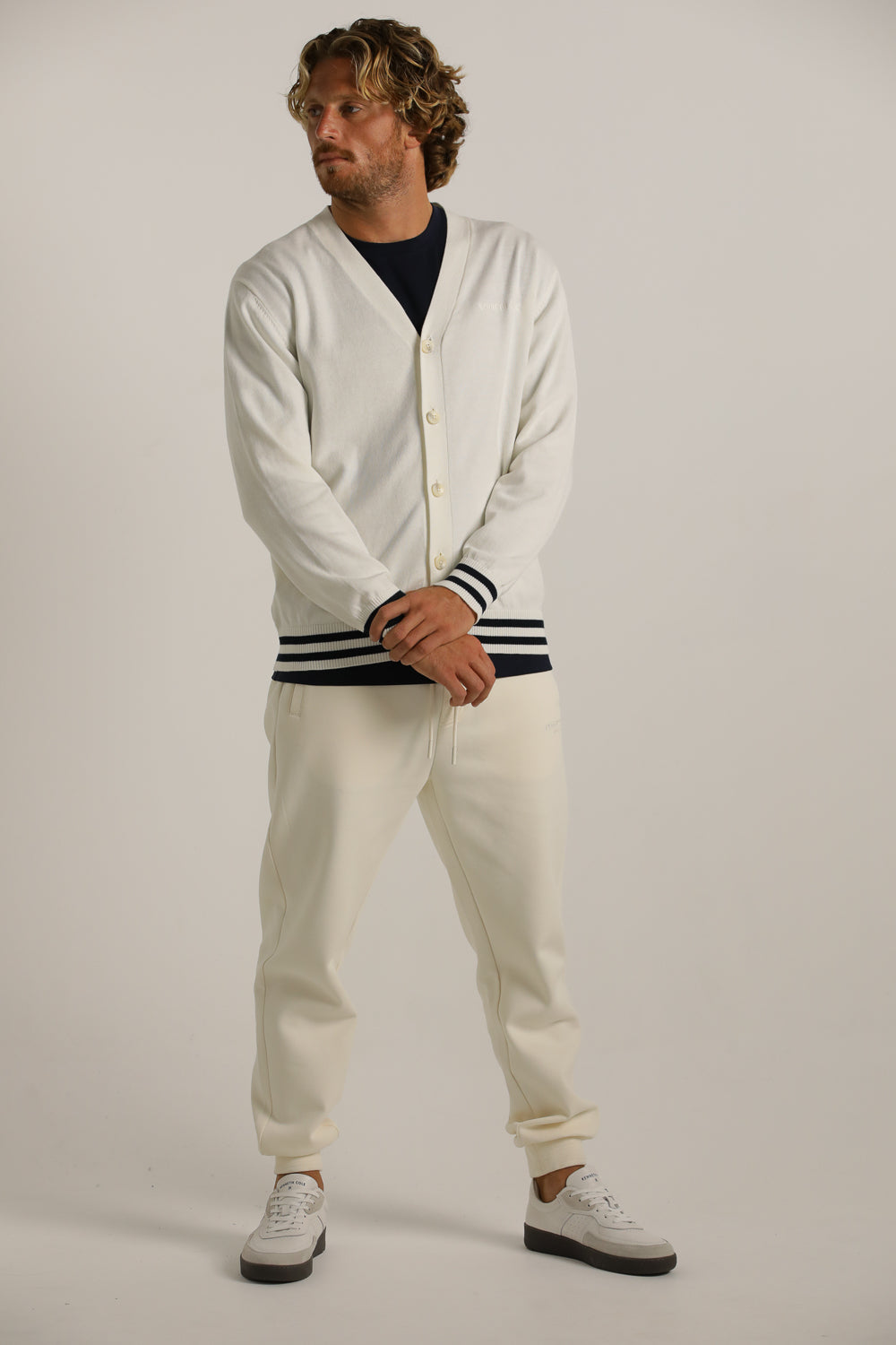 Contrast-Stripe Cardigan In Cotton