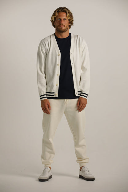 Contrast-Stripe Cardigan In Cotton