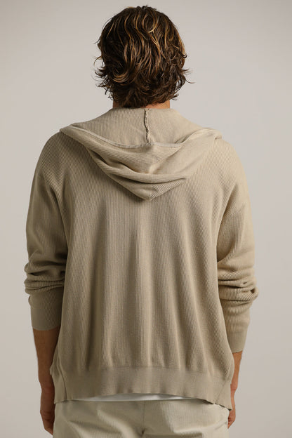 Cardigan Fit Hooded Jacket In Cotton