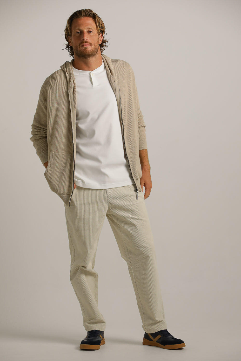 Cardigan Fit Hooded Jacket In Cotton