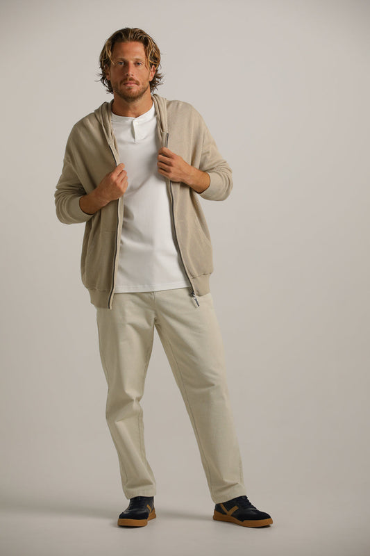 Cardigan Fit Hooded Jacket In Cotton