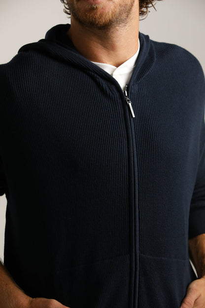 Cardigan Fit Hooded Jacket In Cotton