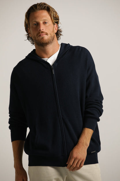 Cardigan Fit Hooded Jacket In Cotton