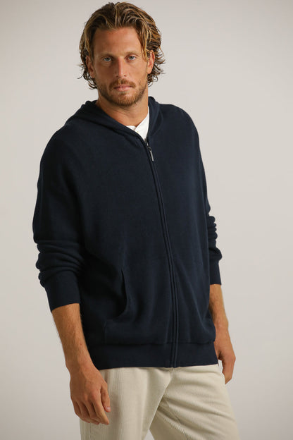 Cardigan Fit Hooded Jacket In Cotton
