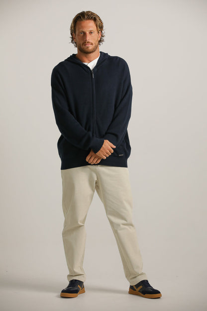Cardigan Fit Hooded Jacket In Cotton