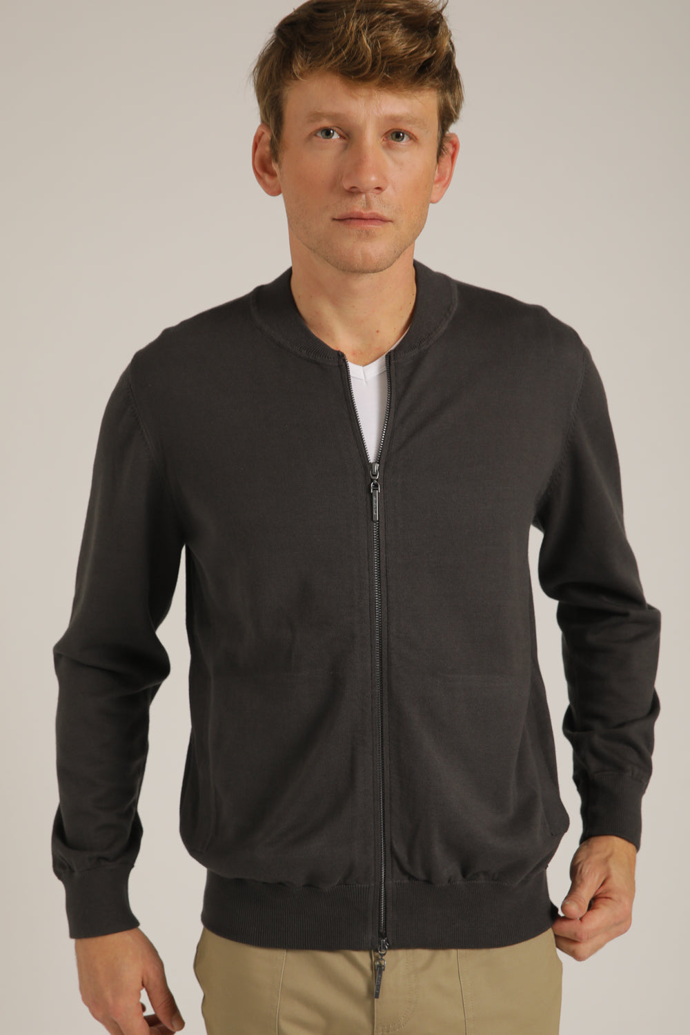 Cardigan Fit Jacket In Cotton
