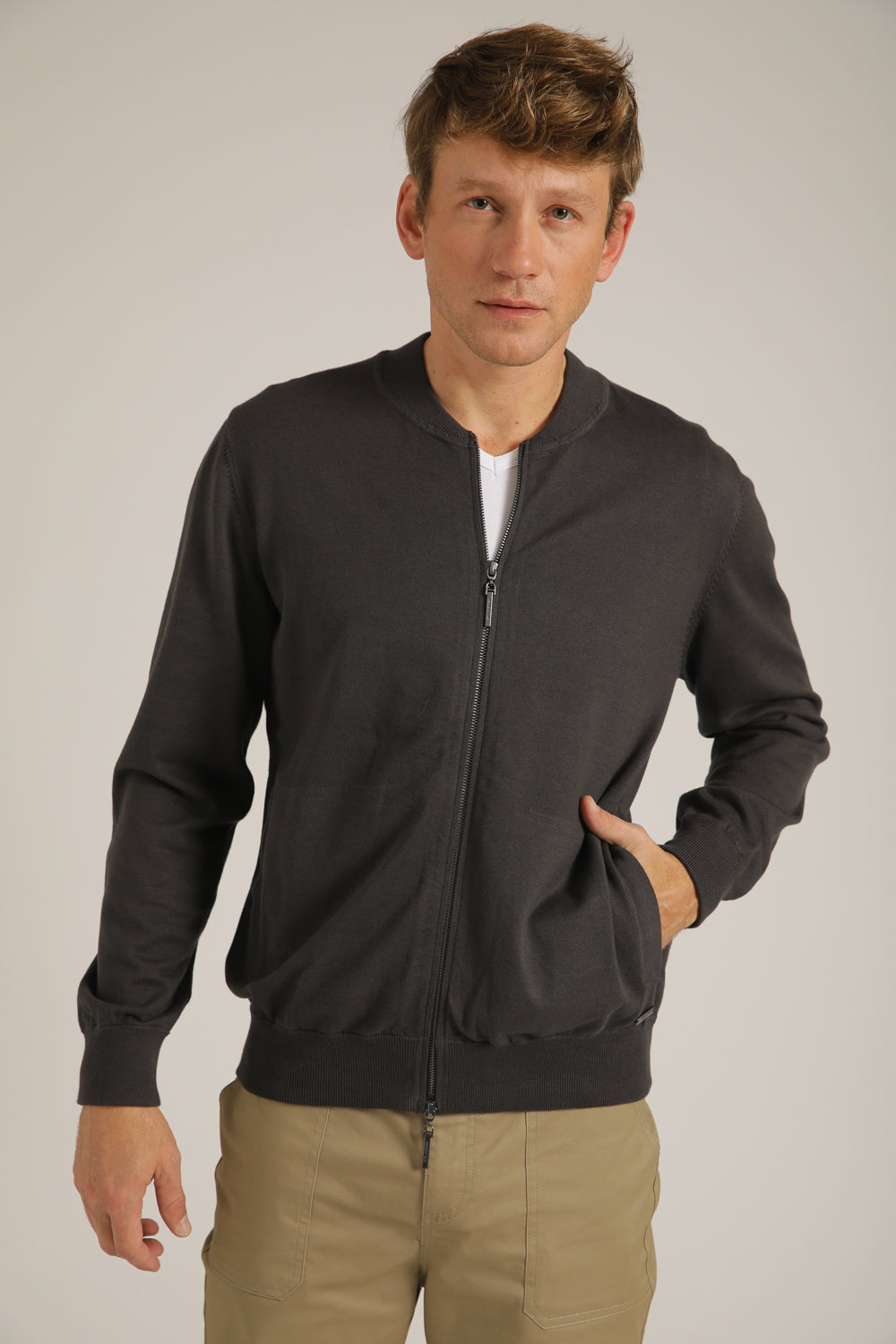 Cardigan Fit Jacket In Cotton