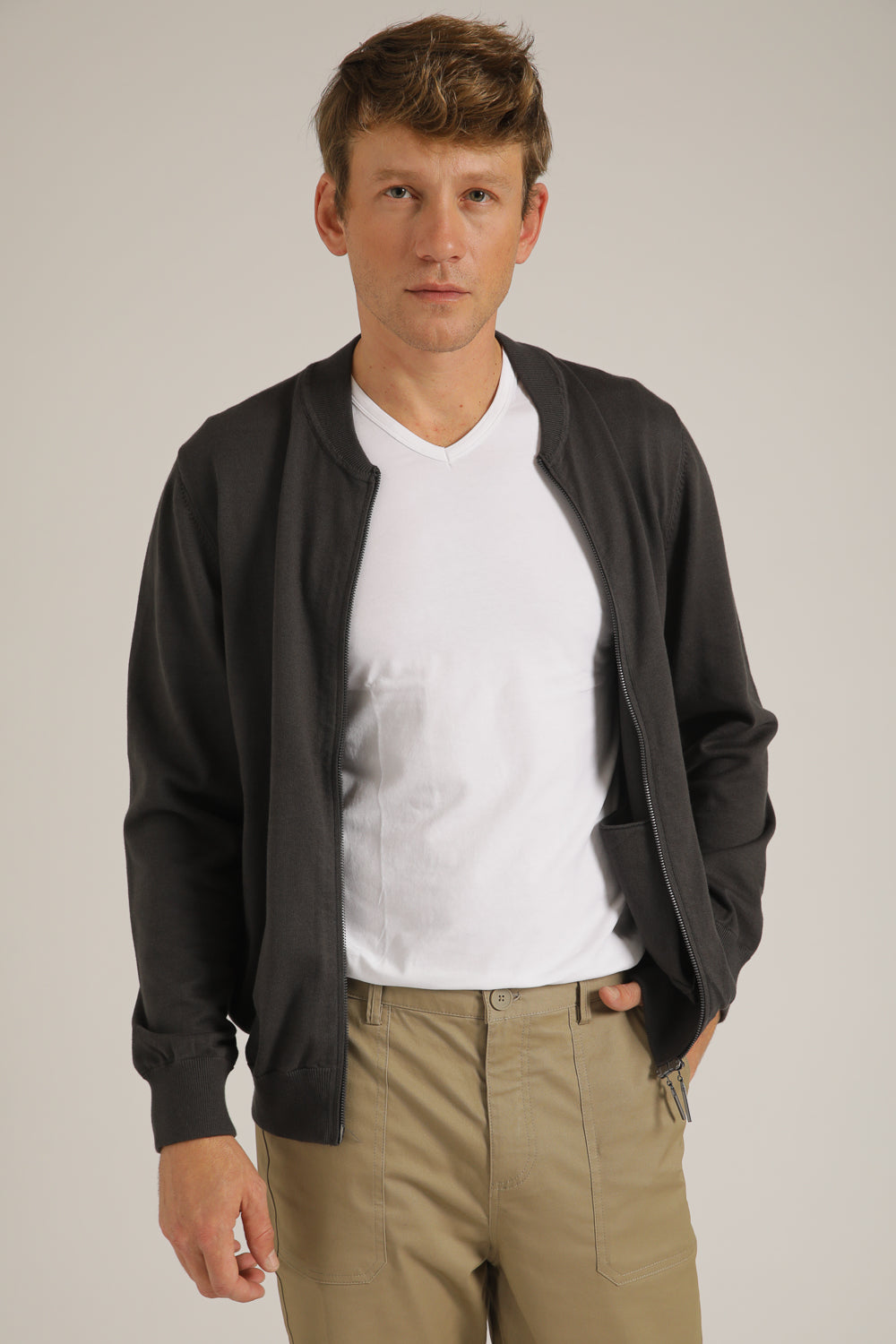 Cardigan Fit Jacket In Cotton