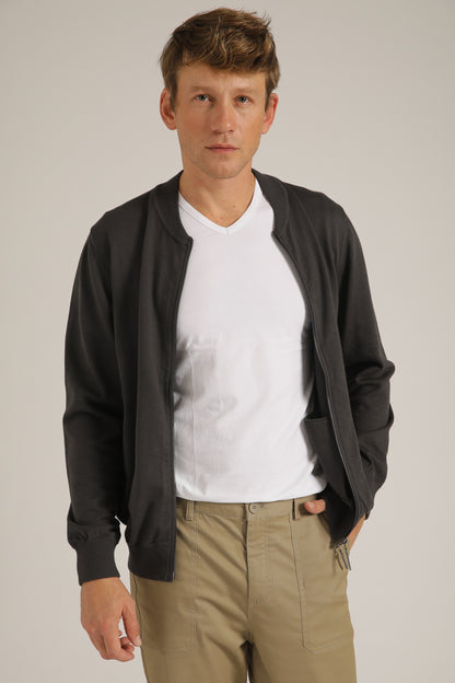 Cardigan Fit Jacket In Cotton