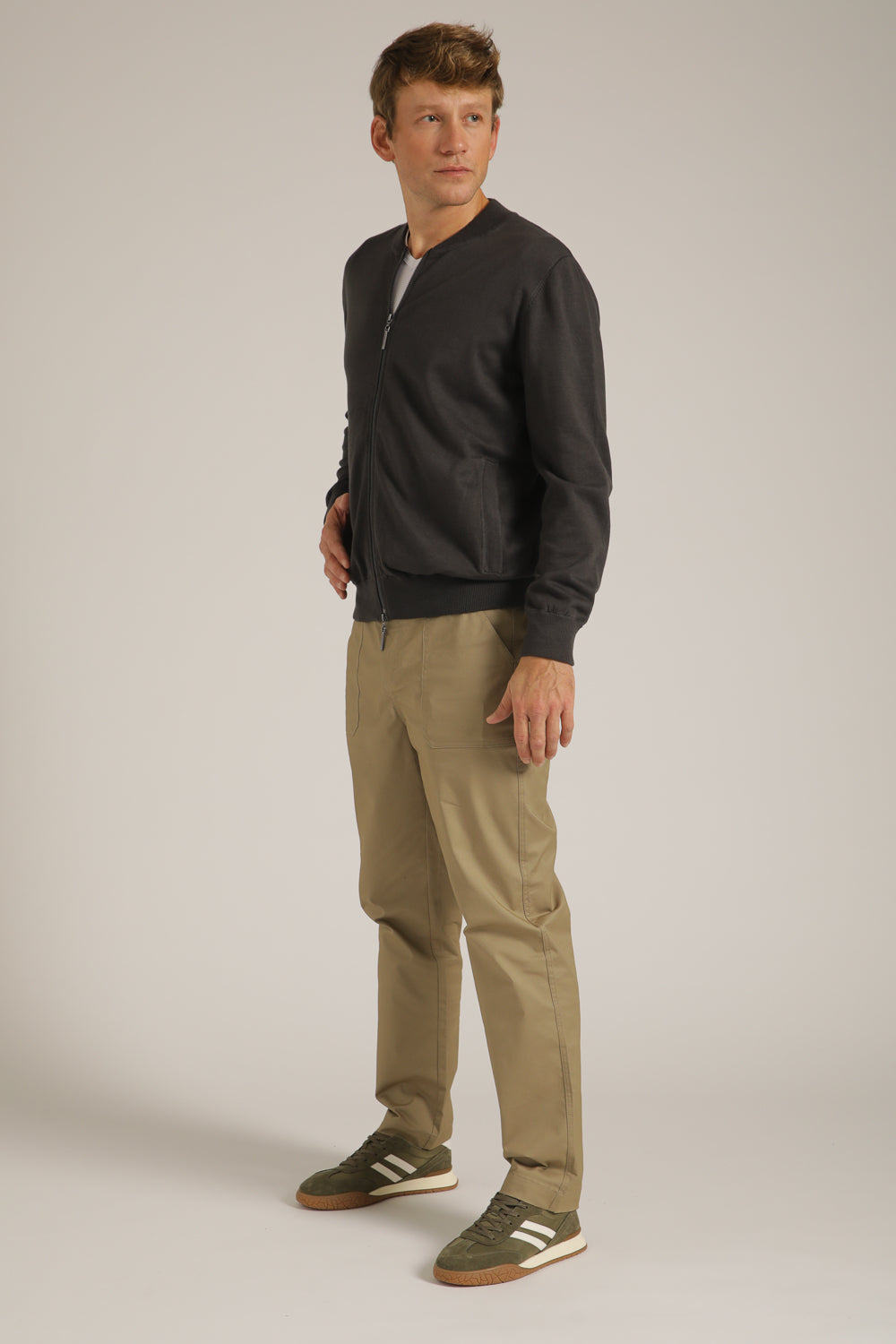 Cardigan Fit Jacket In Cotton