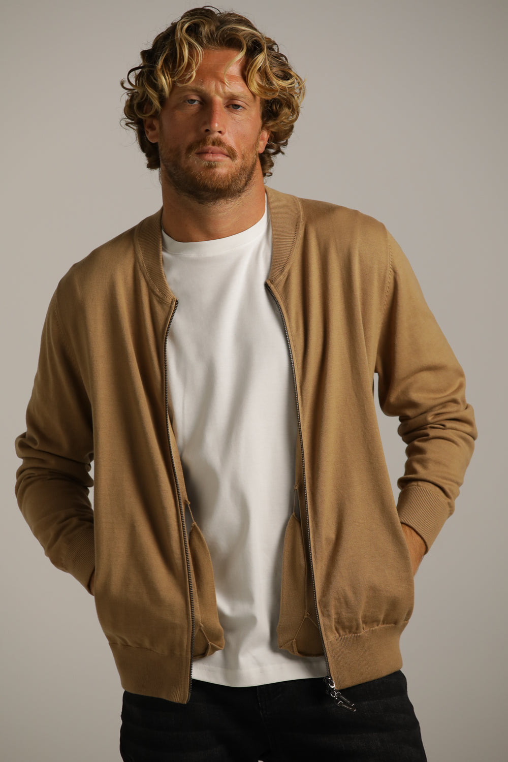 Cardigan Fit Jacket In Cotton