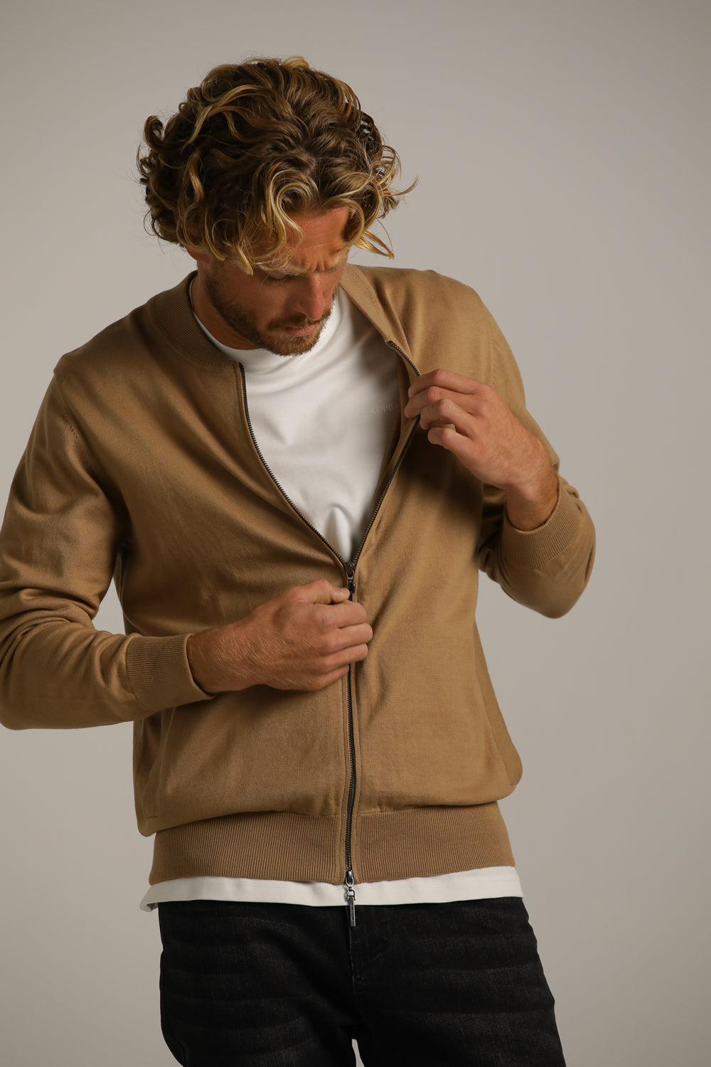 Cardigan Fit Jacket In Cotton