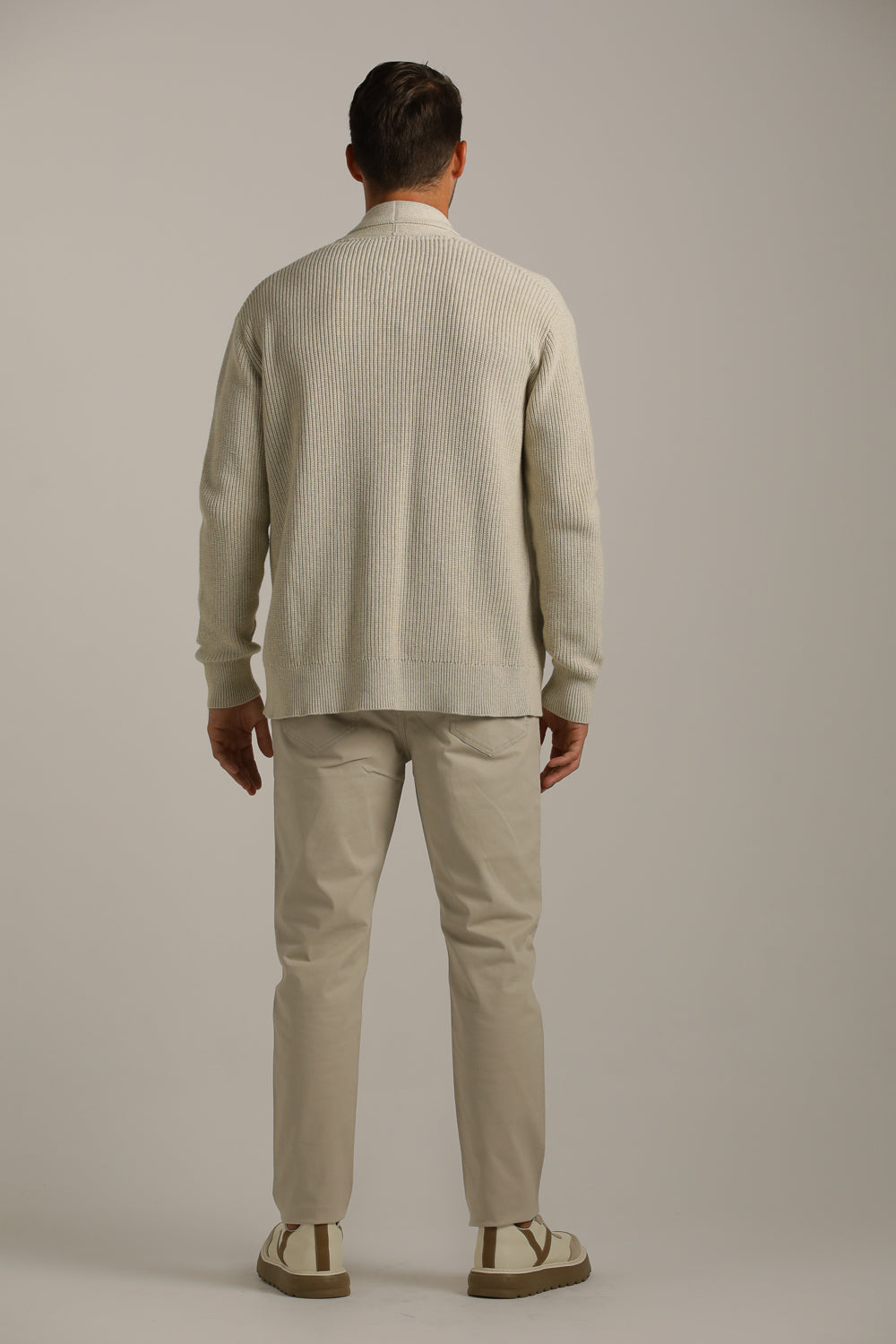Rib-Knit Fit Cardigan In Cotton