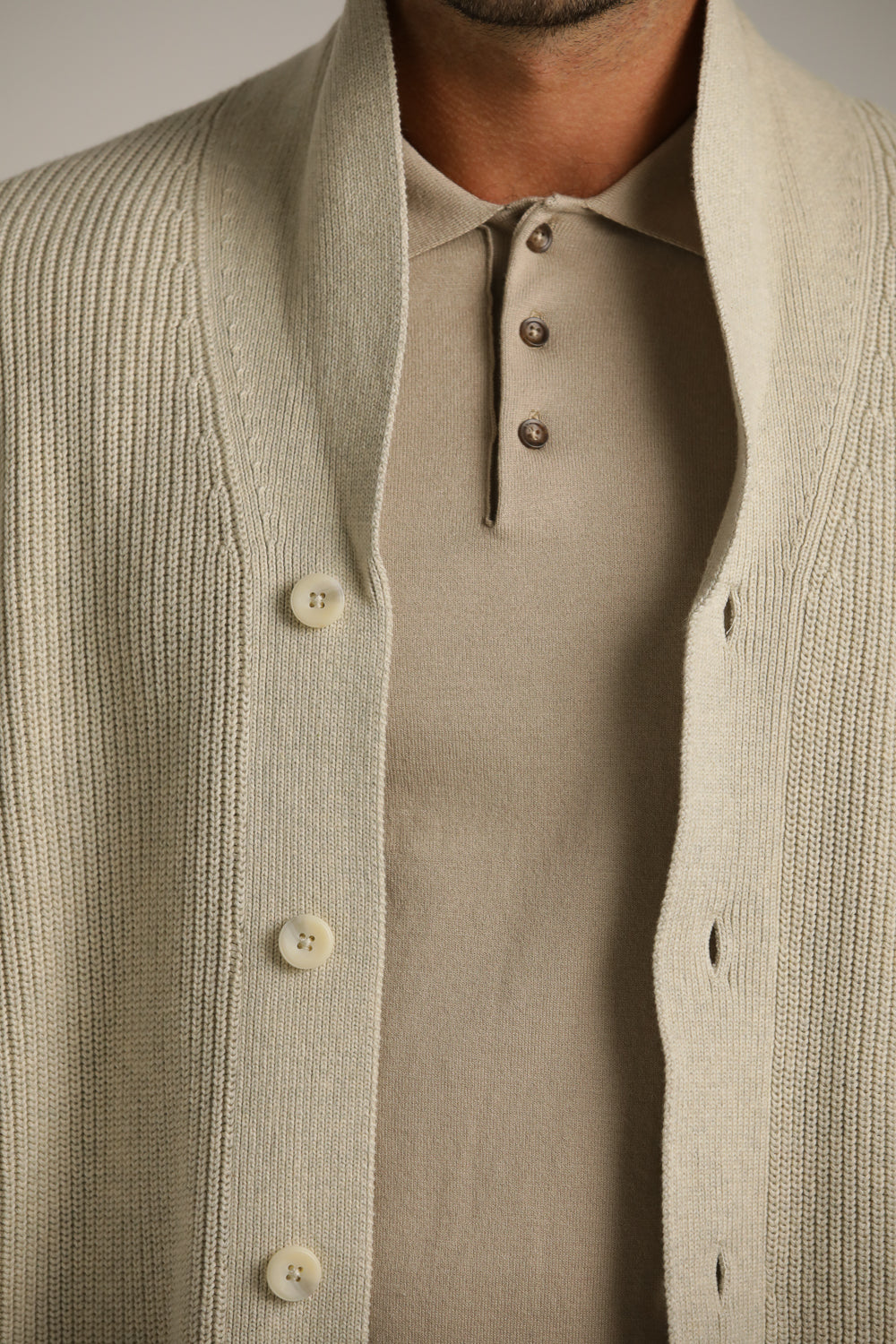 Rib-Knit Fit Cardigan In Cotton