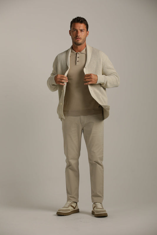 Rib-Knit Fit Cardigan In Cotton