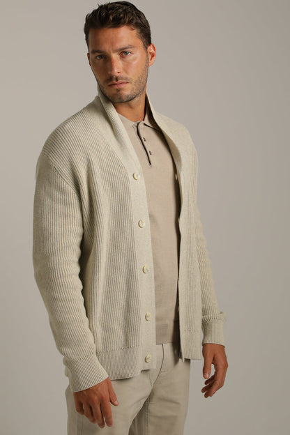 Rib-Knit Fit Cardigan In Cotton