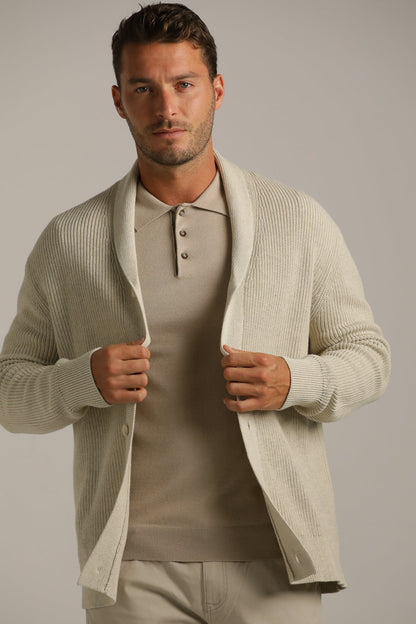 Rib-Knit Fit Cardigan In Cotton