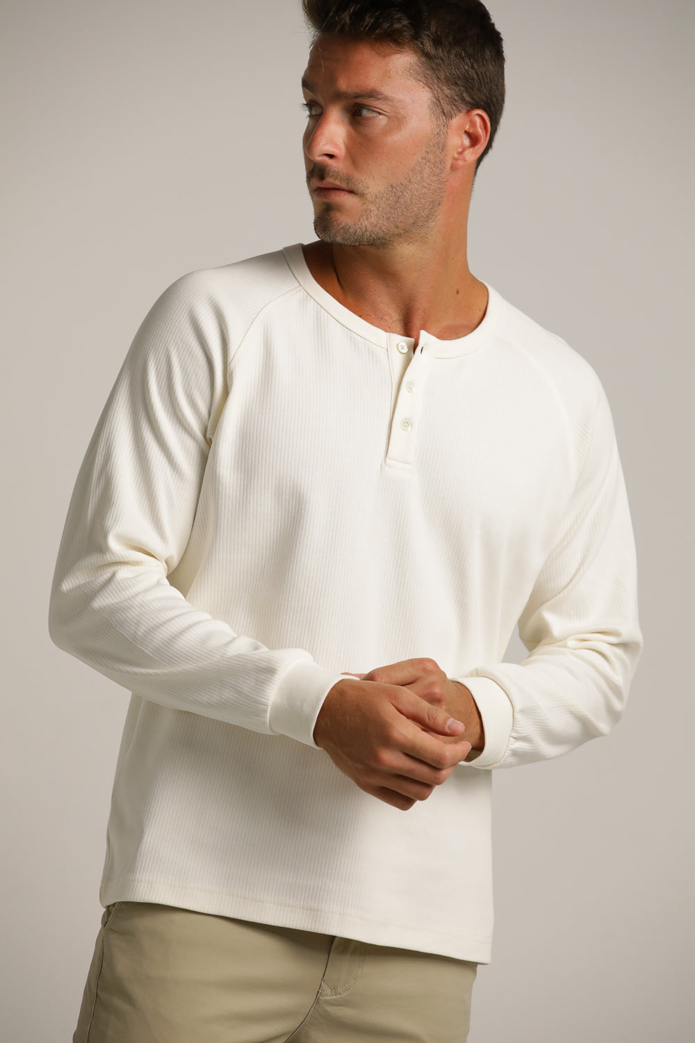 Buttoned Neck Shirt In Cotton