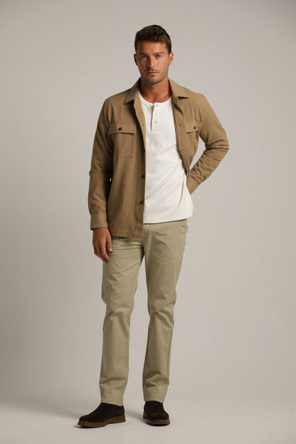 Buttoned Neck Shirt In Cotton