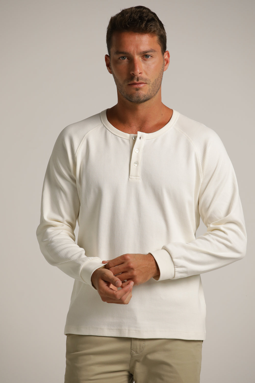 Buttoned Neck Shirt In Cotton