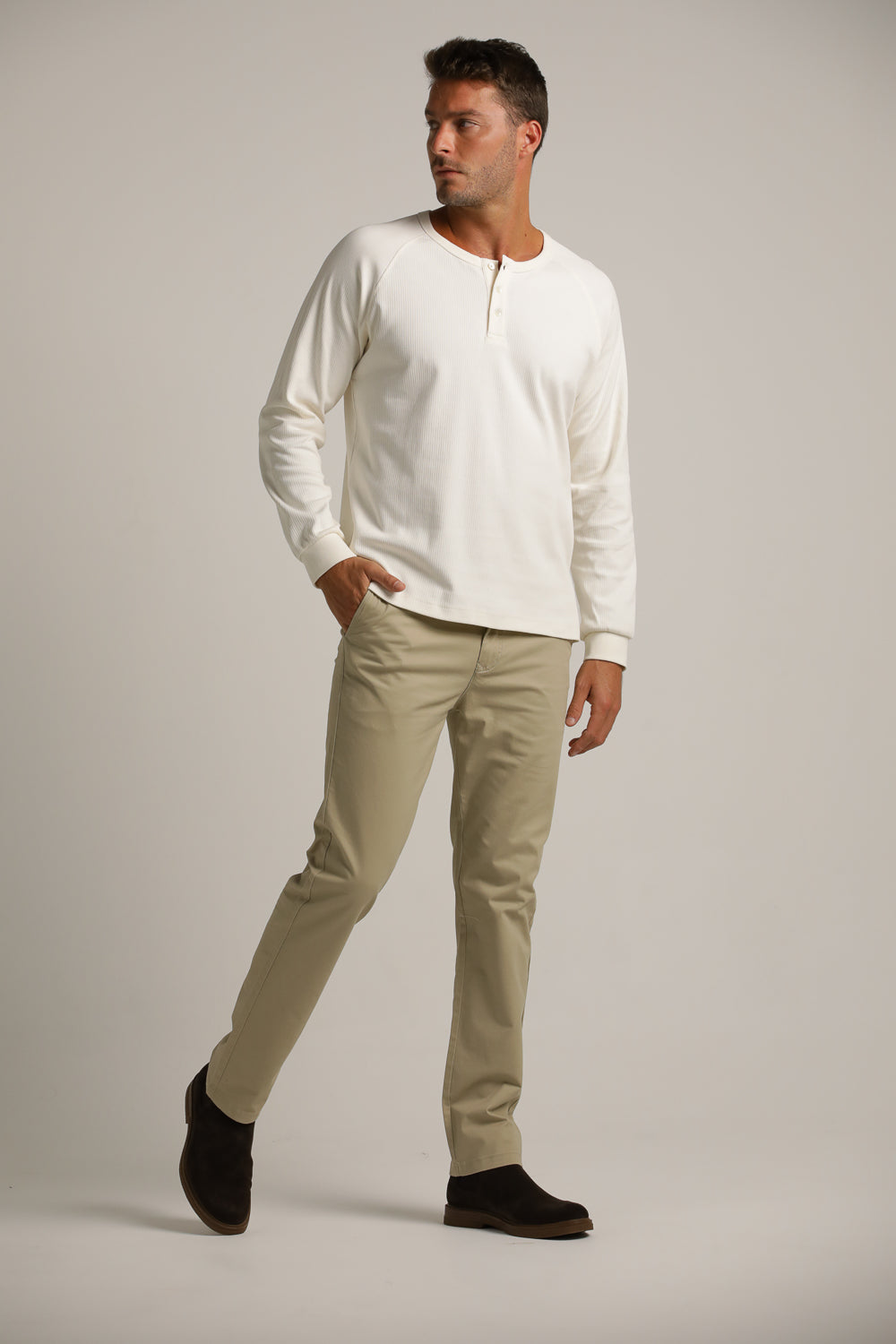 Buttoned Neck Shirt In Cotton