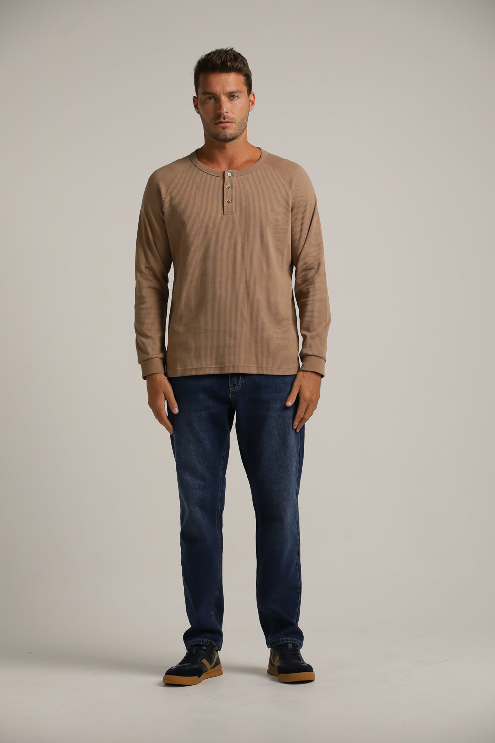 Buttoned Neck Shirt In Cotton