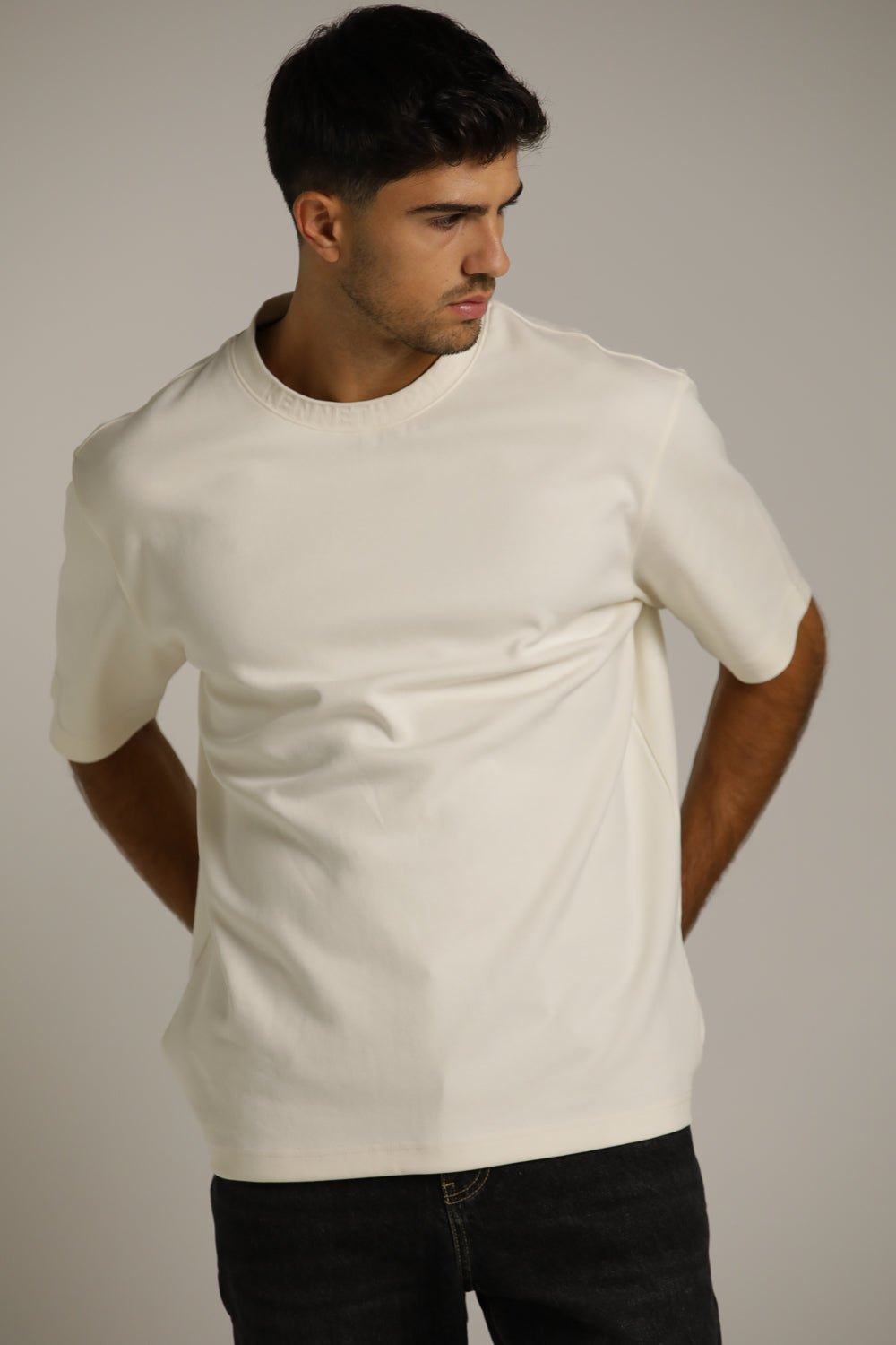 Oversized Fit T-Shirt With Embossed Logo On Colla
